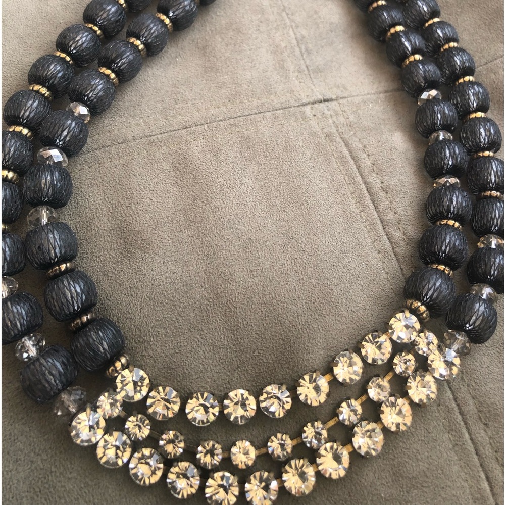 Necklace blue and rhinestones